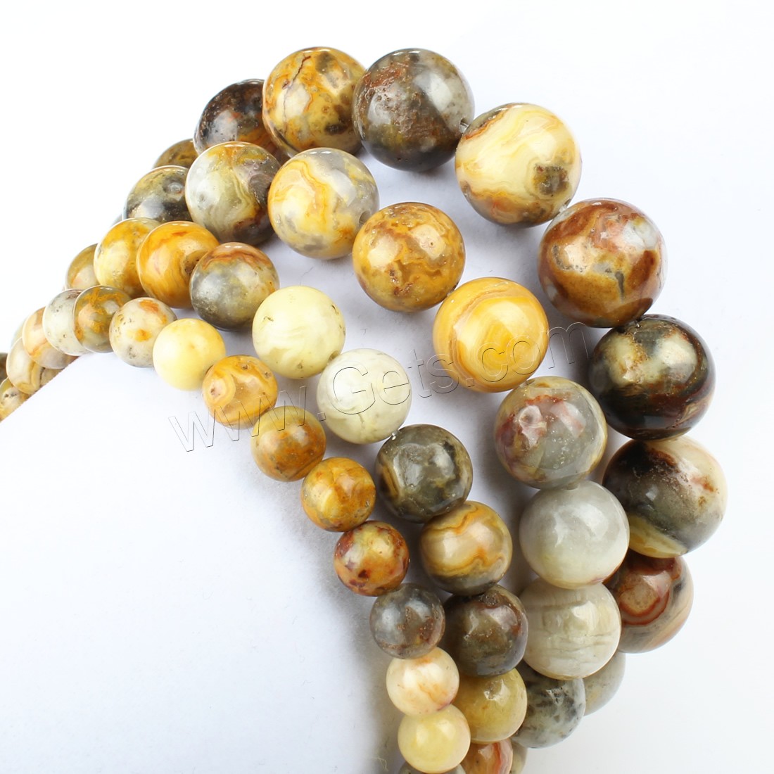 Perlas naturales ágata loca, Ágata loca, Esférico, diverso tamaño para la opción, amarillo, agujero:aproximado 1mm, longitud:aproximado 14.9 Inch, Vendido por Sarta