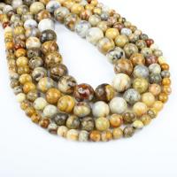 Natürliche verrückte Achat Perlen, Verrückter Achat, rund, verschiedene Größen vorhanden, gelb, Bohrung:ca. 1mm, Länge:ca. 14.9 ZollInch, verkauft von Strang