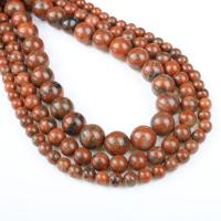 Rote Jaspis Perle, Roter Jaspis, rund, verschiedene Größen vorhanden, rot, Bohrung:ca. 1mm, Länge:ca. 14.9 ZollInch, verkauft von Strang