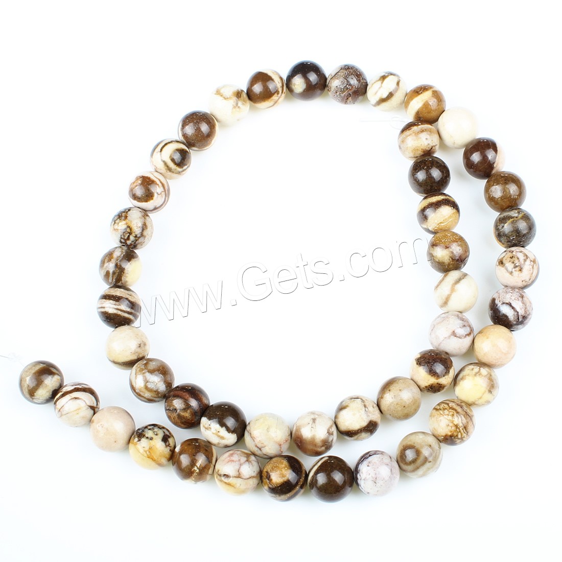 Zebra Jaspis Perle, rund, verschiedene Größen vorhanden, Bohrung:ca. 1mm, Länge:ca. 14.9 ZollInch, verkauft von Strang
