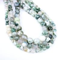 Perles en pierre d'agate mousse naturelle, Rond, normes différentes pour le choix, vert Environ 1mm Environ 14.9 pouce, Vendu par brin