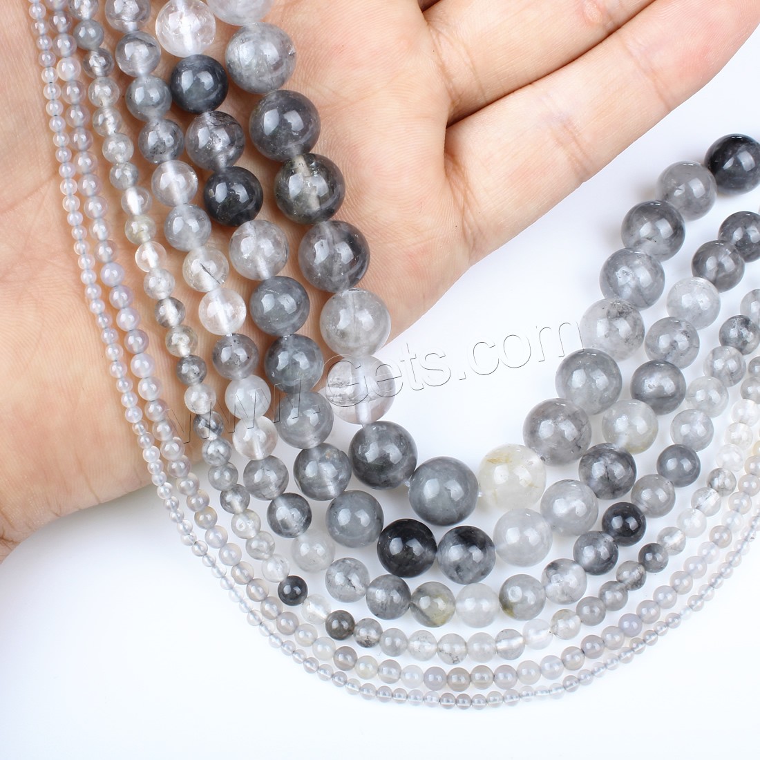 Perles en labradorite, Rond, normes différentes pour le choix, gris, Trou:Environ 1mm, Longueur:Environ 14.9 pouce, Vendu par brin
