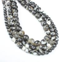 Hetian Jade Beads, Round white and black Approx 1mm Approx 14.9 Inch 
