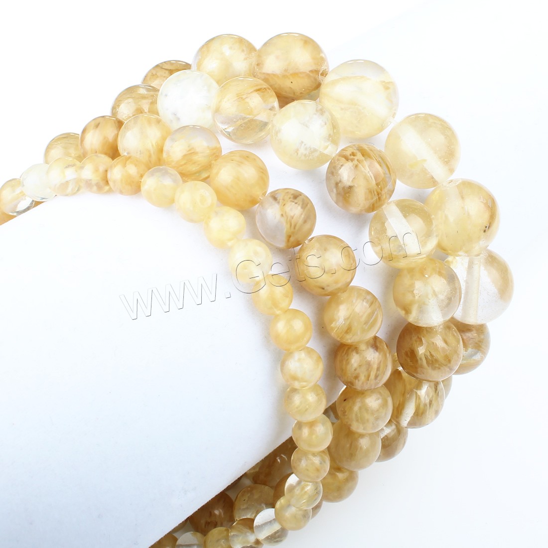 Rutilated Quartz Beads, Watermelon Brown, Round, different size for choice, golden, Hole:Approx 1mm, Length:Approx 14.9 Inch, Sold By Strand