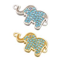 Cubic Zirconia Micro Pave Brass Connector, Elephant, plated, DIY & micro pave cubic zirconia & 1/1 loop 