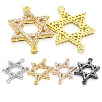 Cubic Zirconia Micro Pave Brass Connector, Hexagram, plated, DIY & micro pave cubic zirconia & hollow 