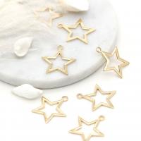 Brass Star Pendants, gold color plated, DIY & hollow, metallic color plated 