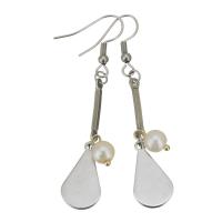 Stainless Steel Drop Earring, with Plastic Pearl, fashion jewelry & for woman, original color, 59mm 