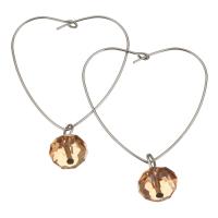 Stainless Steel Leverback Earring, with Acrylic, Heart, fashion jewelry & for woman, original color  