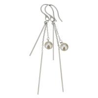 Edelstahl Tropfen Ohrring, mit Kunststoff Perlen, Modeschmuck & für Frau, originale Farbe, 90mm,1.5x42mm, 6PaarePärchen/Menge, verkauft von Menge