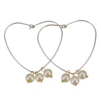 Stainless Steel Leverback Earring, with Plastic Pearl, Heart, fashion jewelry & for woman, original color  