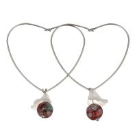 Stainless Steel Leverback Earring, with Acrylic, Heart, fashion jewelry & for woman, original color  
