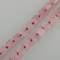 Natürliche Rosenquarz Perlen, Zylinder, Modeschmuck & DIY, Rosa, 6x10mm, Bohrung:ca. 1mm, Länge:ca. 17 ZollInch, ca. 43PCs/Strang, verkauft von Strang