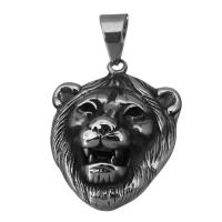 Stainless Steel Animal Pendants, Lion, fashion jewelry & blacken Approx 