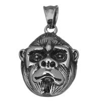 Stainless Steel Animal Pendants, Monkey, fashion jewelry & blacken Approx 