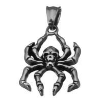 Stainless Steel Animal Pendants, Spider, fashion jewelry & blacken Approx 