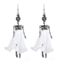 Plastic Pearl Zinc Alloy Earring, with Lace & Plastic Pearl, plated, fashion jewelry & for woman nickel, lead & cadmium free 