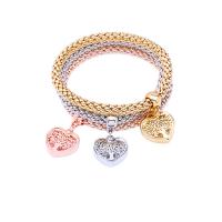 Stainless Steel Charm Bracelet, Heart, plated, lantern chain & for woman 21mm, Inner Approx 7mm Approx 7.5 Inch 