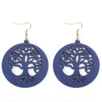 Wood Earring, with Zinc Alloy, Tree & for woman & hollow 