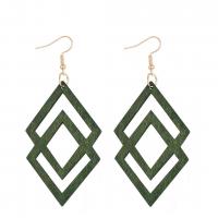 Wood Earring, with Zinc Alloy, Geometrical Pattern, fashion jewelry & for woman & hollow 