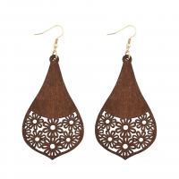 Wood Earring, with Zinc Alloy, Geometrical Pattern, for woman & hollow 