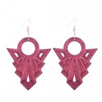 Wood Earring, with Zinc Alloy, Geometrical Pattern, for woman & hollow 