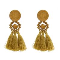 Zinc Alloy Tassel Earring, with Polyester Yarns & Acrylic, gold color plated, for woman 
