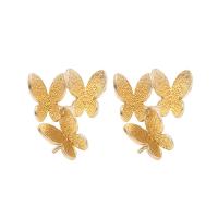 Brass Earring Stud Component, brass post pin, Butterfly, gold color plated, DIY & for woman, metallic color plated 