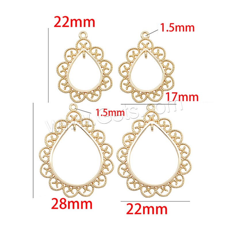 Brass Pendant Open Back Setting, Teardrop, gold color plated, DIY & different size for choice & hollow, metallic color plated, Sold By PC
