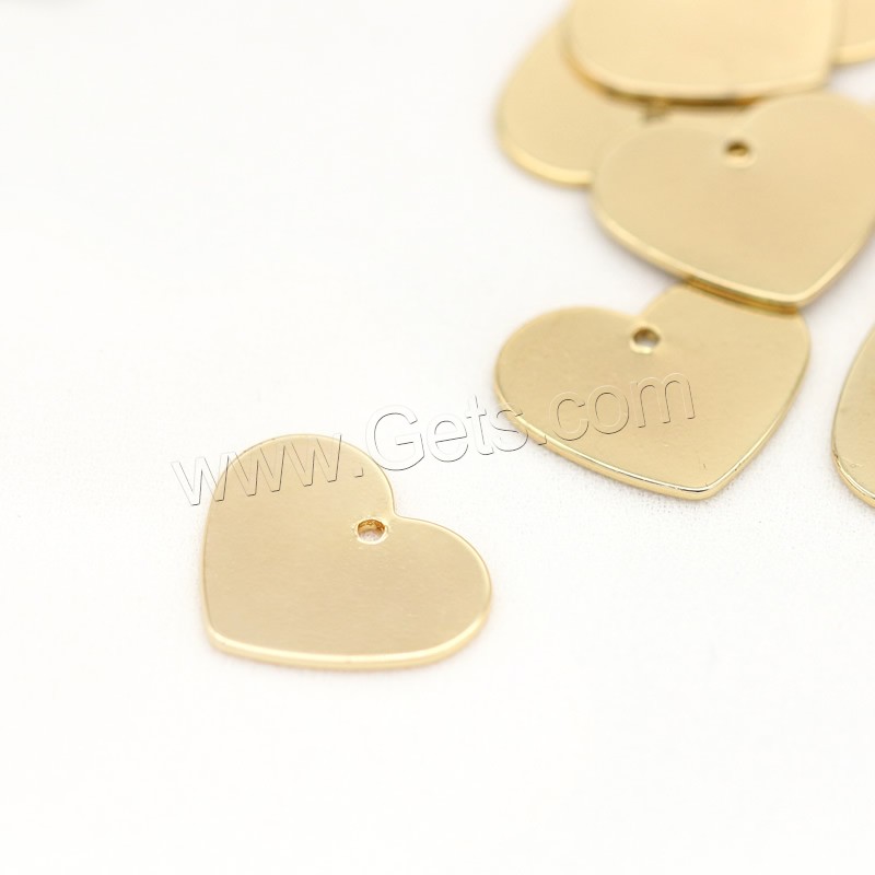 Pendentifs de coeur en laiton, Placage de couleur d'or, DIY & normes différentes pour le choix, couleur métallique plaquée, Vendu par PC