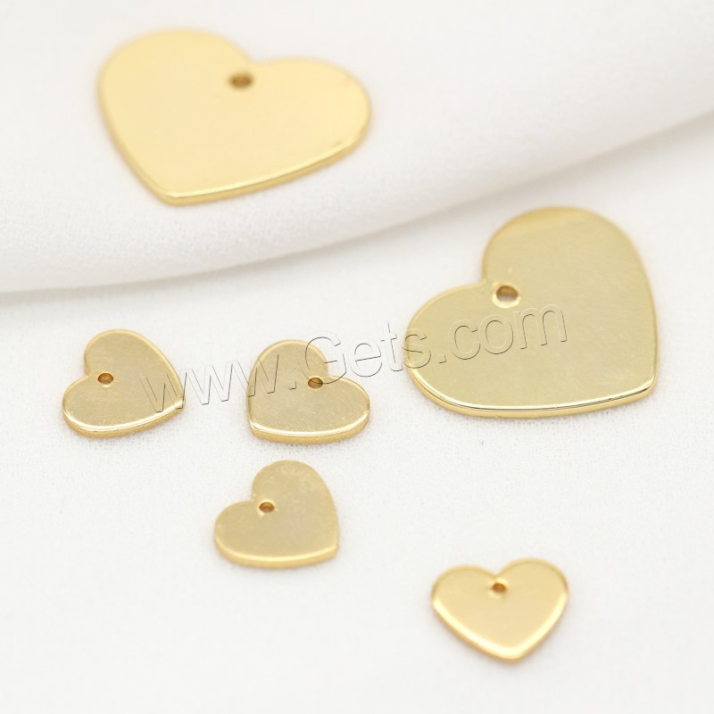 Colgantes de corazón de latón, metal, chapado en color dorado, Bricolaje & diverso tamaño para la opción, chapado en color metálico, Vendido por UD
