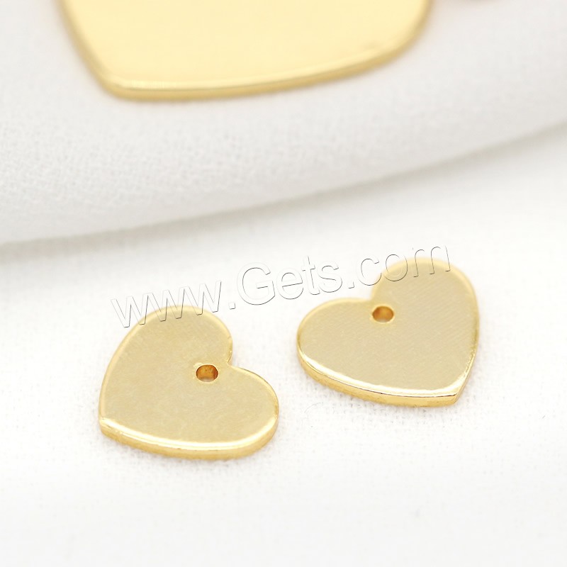 Pendentifs de coeur en laiton, Placage de couleur d'or, DIY & normes différentes pour le choix, couleur métallique plaquée, Vendu par PC