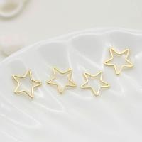 Brass Earring Stud Component, Star, gold color plated, DIY & hollow, metallic color plated 
