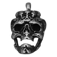 Acero inoxidable cráneo colgante, Calavera, Joyería & ennegrezca, 26.5x48x16mm, agujero:aproximado 5x6.5mm, Vendido por UD