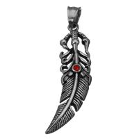 Stainless Steel Feather Pendant, fashion jewelry & blacken Approx 