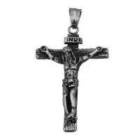 Colgantes de Cruces de acero inoxidable, Cruz del crucifijo, Joyería & ennegrezca, 32x51x9mm, agujero:aproximado 5.5x8mm, Vendido por UD