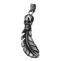 Stainless Steel Feather Pendant, fashion jewelry & blacken Approx 