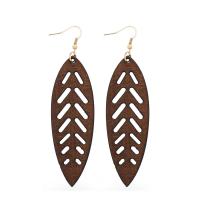 Wood Earring, with Zinc Alloy, Leaf, for woman & hollow 