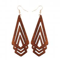 Wood Drop Earring, with Zinc Alloy, Geometrical Pattern, for woman & hollow 