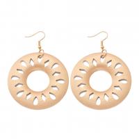 Wood Drop Earring, with Zinc Alloy, Donut, for woman & hollow 50mm 