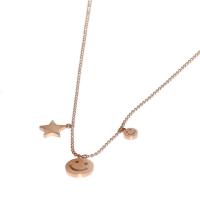 Titanium Steel Jewelry Necklace, Smiling Face, rose gold color plated, for woman, metallic color plated Approx 17.7 Inch 