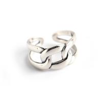 Стерлингового серебра кольцо, 925 пробы, полированный, Регулируемый & Мужская & отверстие, серебряный, 7.5mm, продается PC
