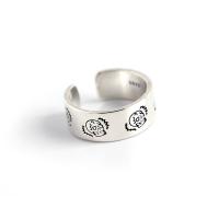 Стерлингового серебра кольцо, 925 пробы, полированный, Регулируемый & Мужская & эмаль, серебряный, 7.6mm, продается PC