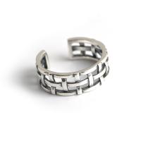 Стерлингового серебра кольцо, 925 пробы, полированный, Винтаж & Регулируемый & Мужская & отверстие, серебряный, 6.9mm, продается PC