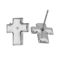 Stainless Steel Earring Stud Component, Cross, original color 0.5mm 