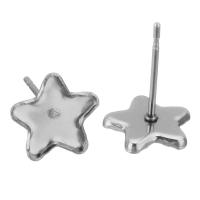 Stainless Steel Earring Stud Component, Star, original color 0.5mm 