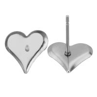 Stainless Steel Earring Stud Component, Heart, original color 0.5mm,8xmm 