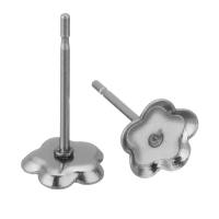 Stainless Steel Earring Stud Component, Flower, original color 0.5mm 