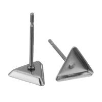 Stainless Steel Earring Stud Component, Triangle, original color 0.5mm 