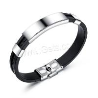 Titanium Steel Bracelet & Bangle, Silicone, with Titanium Steel, Round, fashion jewelry & for man 